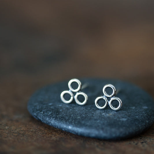 Contemporary Geometric Circle Cluster Stud Earrings, 6mm - jewelry by CookOnStrike