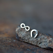 Load image into Gallery viewer, Infinite Luck - Tiny horseshoe and infinity symbol, unisex good luck gift - jewelry by CookOnStrike