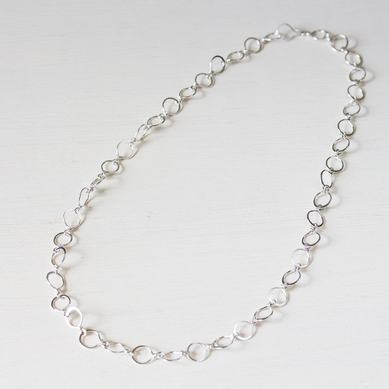 Medium Size Hammered Silver Links Chain, wire wrapped sterling silver necklace - jewelry by CookOnStrike
