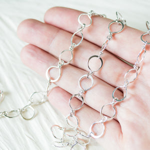 Medium Size Hammered Silver Links Chain, wire wrapped sterling silver necklace - jewelry by CookOnStrike