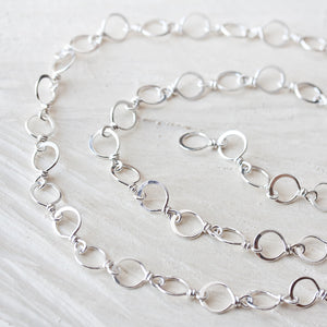 Handmade Wire Wrapped and Hammered Silver Links Chain Necklace - jewelry by CookOnStrike