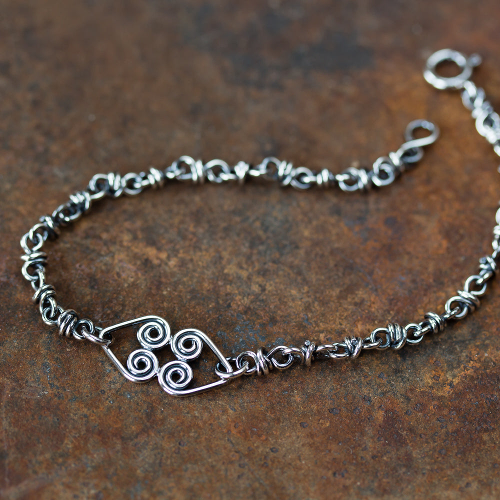 Silver Chain Bracelet With Celtic Hearts Ornament - jewelry by CookOnStrike