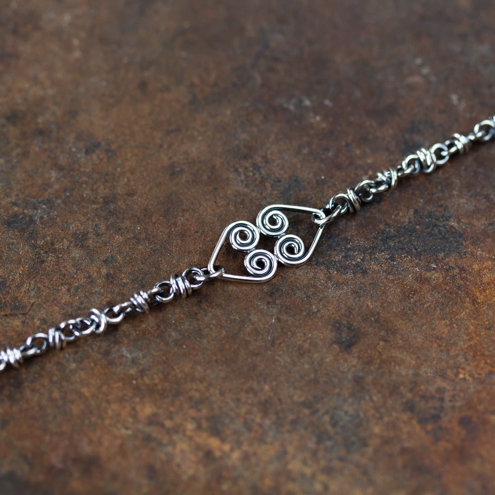 Silver Chain Bracelet With Celtic Hearts Ornament - jewelry by CookOnStrike