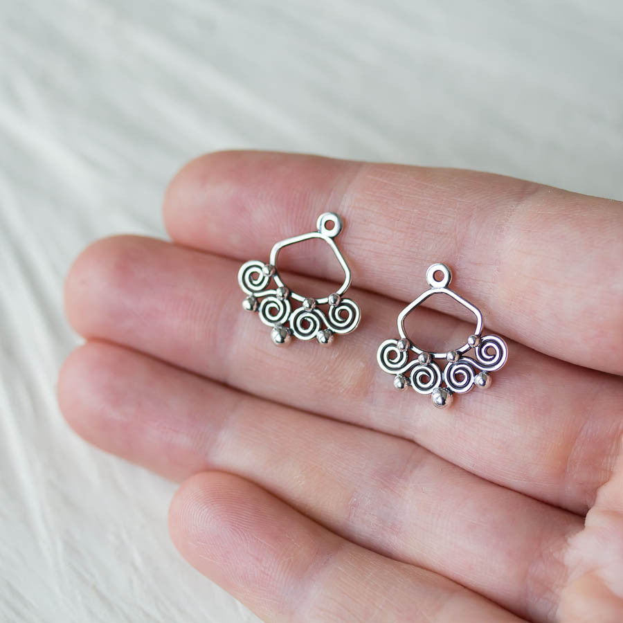 Celtic Style Ear Jackets with Mini Spirals, Sterling Silver - jewelry by CookOnStrike
