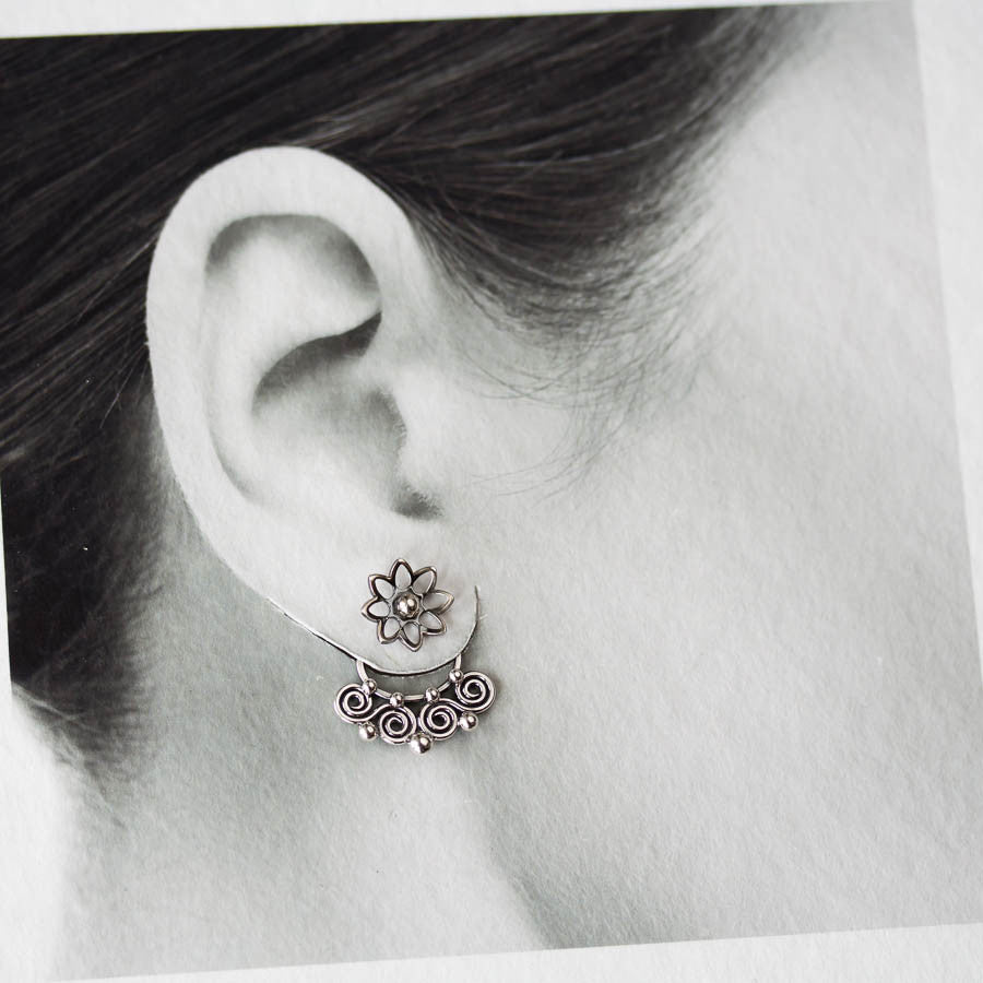 Celtic Style Ear Jackets with Mini Spirals, Sterling Silver - jewelry by CookOnStrike