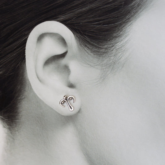 Unusual stud earrings, abstract silver ornament - jewelry by CookOnStrike