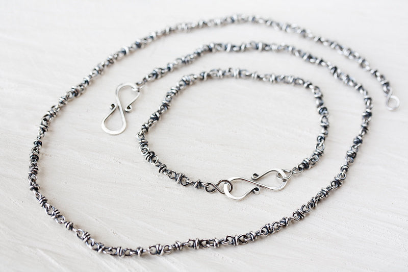 SET: Sterling Silver Chain Necklace and Bracelet - jewelry by CookOnStrike