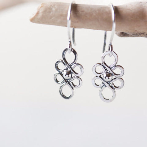 Dainty Handcrafted Silver Earrings, Tiny short sterling silver filigree dangles - jewelry by CookOnStrike