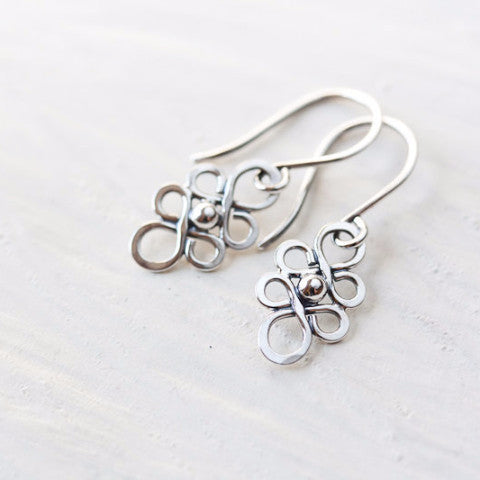 Dainty Handcrafted Silver Earrings, Tiny short sterling silver filigree dangles - jewelry by CookOnStrike