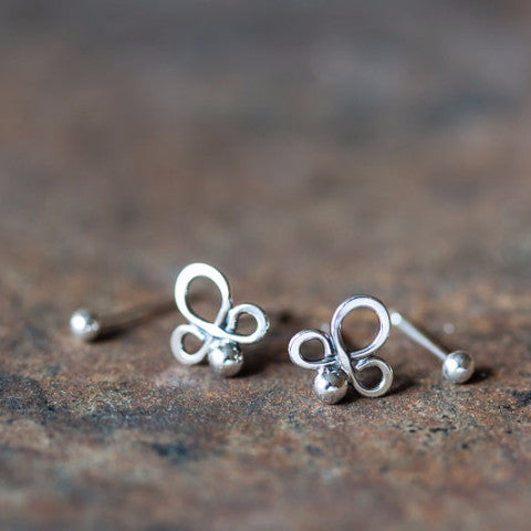 Abstract Double Piercing Earring Set, Sterling silver studs - jewelry by CookOnStrike