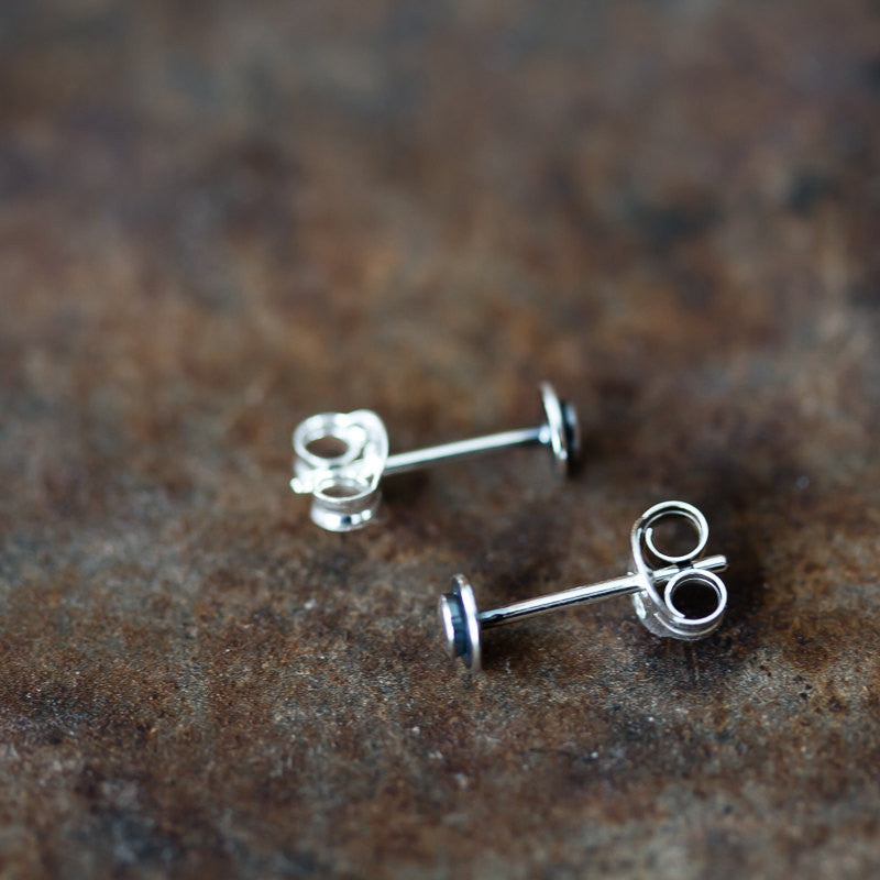 Very Tiny 4mm Round Layered Disc Studs, Teeny Tiny Minimalist Sterling Silver Stud Earrings - jewelry by CookOnStrike