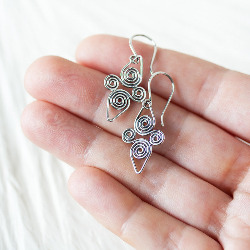 Interconnected Celtic spiral earrings, Handcrafted Small Silver Earrings - jewelry by CookOnStrike