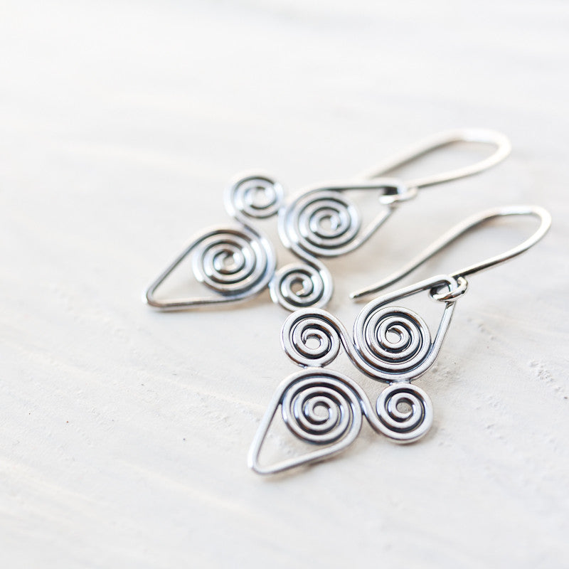 Interconnected Celtic spiral earrings, Handcrafted Small Silver Earrings - jewelry by CookOnStrike