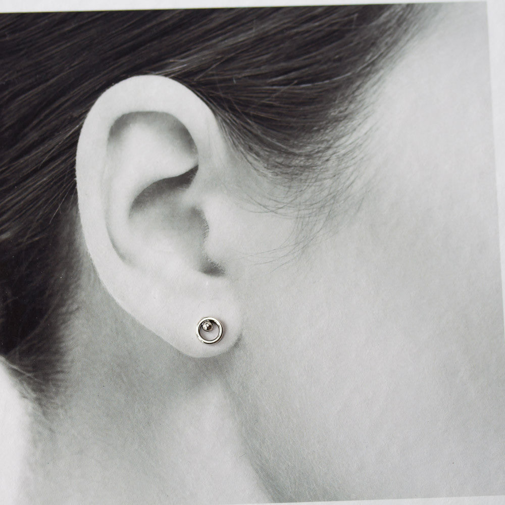 Mini Circle With A Dot, Unisex Stud Earrings - jewelry by CookOnStrike