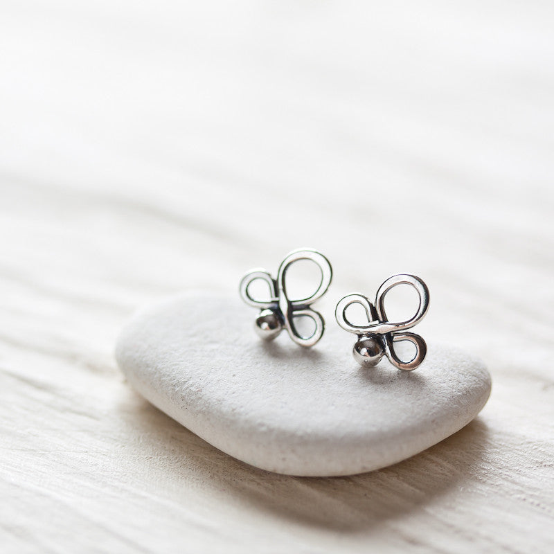 Small abstract sterling silver stud earrings - jewelry by CookOnStrike