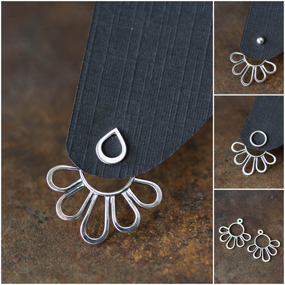 Modern Minimal Silver Petals Ear Jackets, Front And Back Earring Sets - jewelry by CookOnStrike