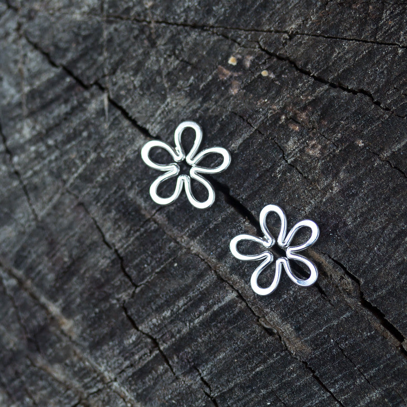 Dainty Sterling Silver Flower Stud Earrings, Simple Daisy - jewelry by CookOnStrike