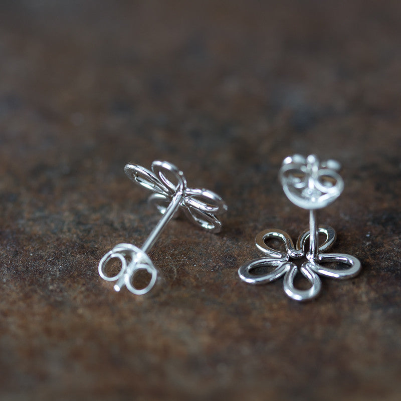 Dainty Sterling Silver Flower Stud Earrings, Simple Daisy - jewelry by CookOnStrike