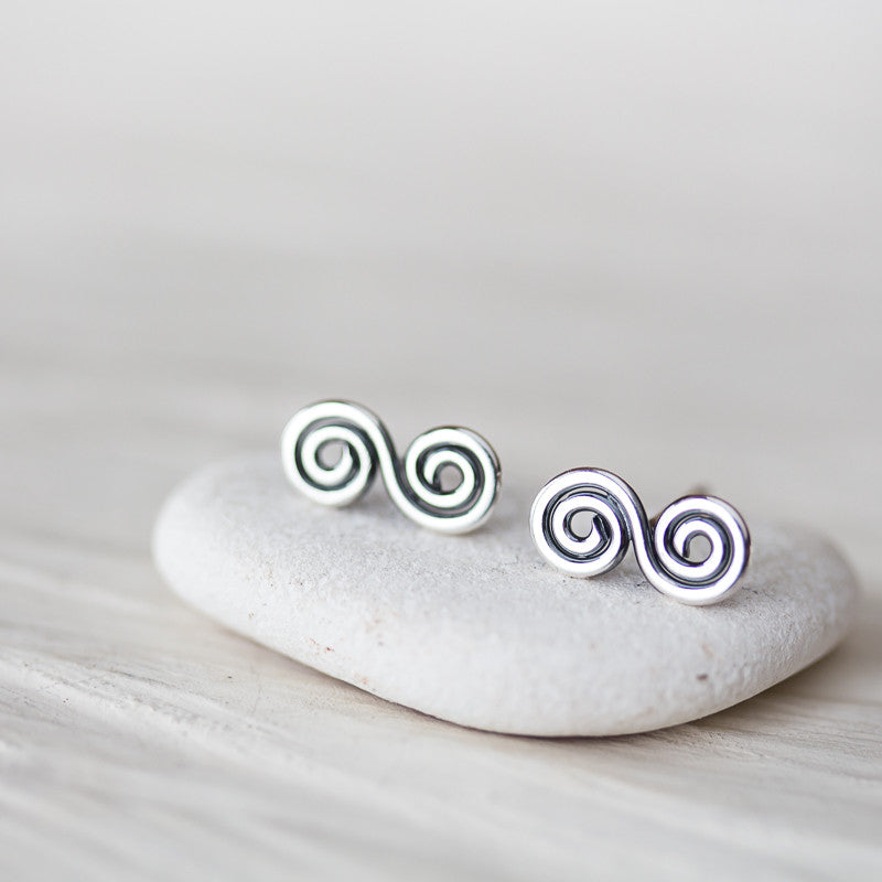 Small Double Spiral Earrings, Celtic spiral - jewelry by CookOnStrike