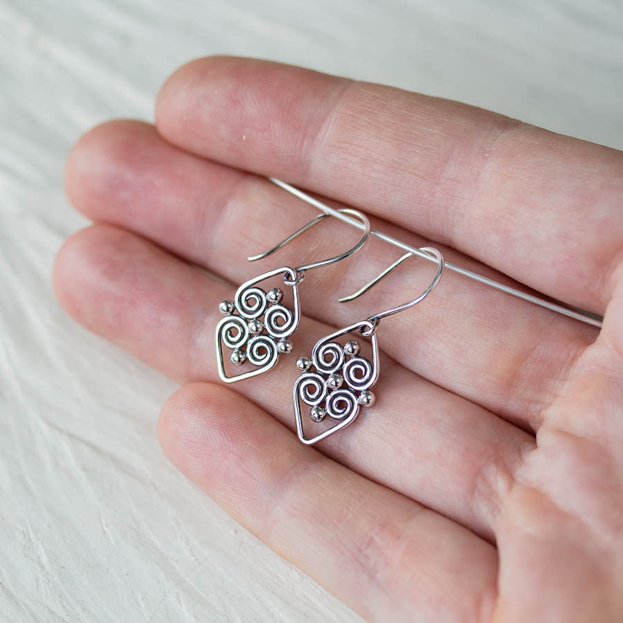 Handcrafted silver earrings short dangles CookOnStrike