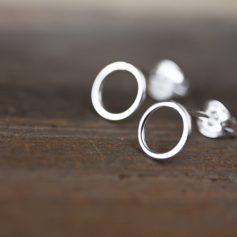 7mm Minimalist Silver Circle Stud Earrings - jewelry by CookOnStrike