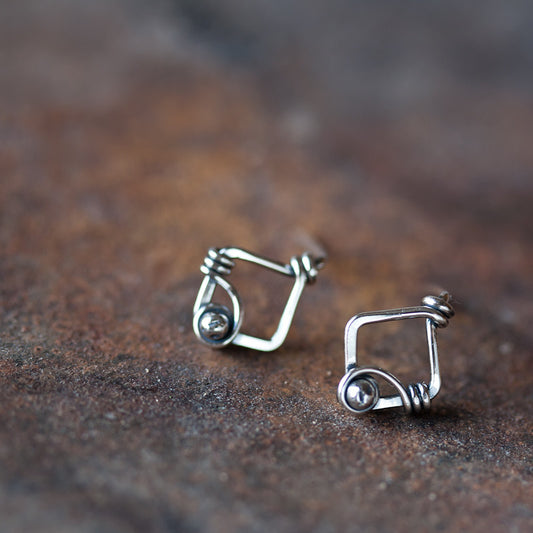 Small Unique Silver Stud Earrings - jewelry by CookOnStrike