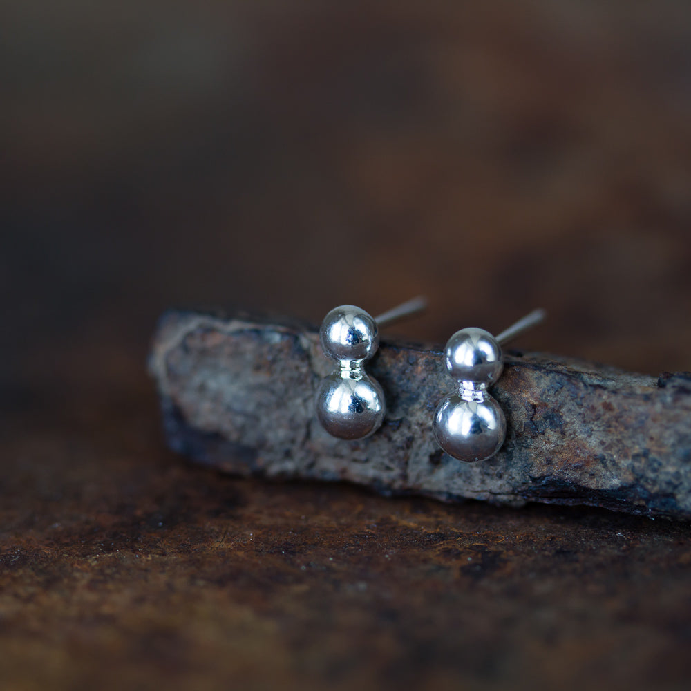 Elegant Double Dot Stud Earrings, Sterling Silver - jewelry by CookOnStrike