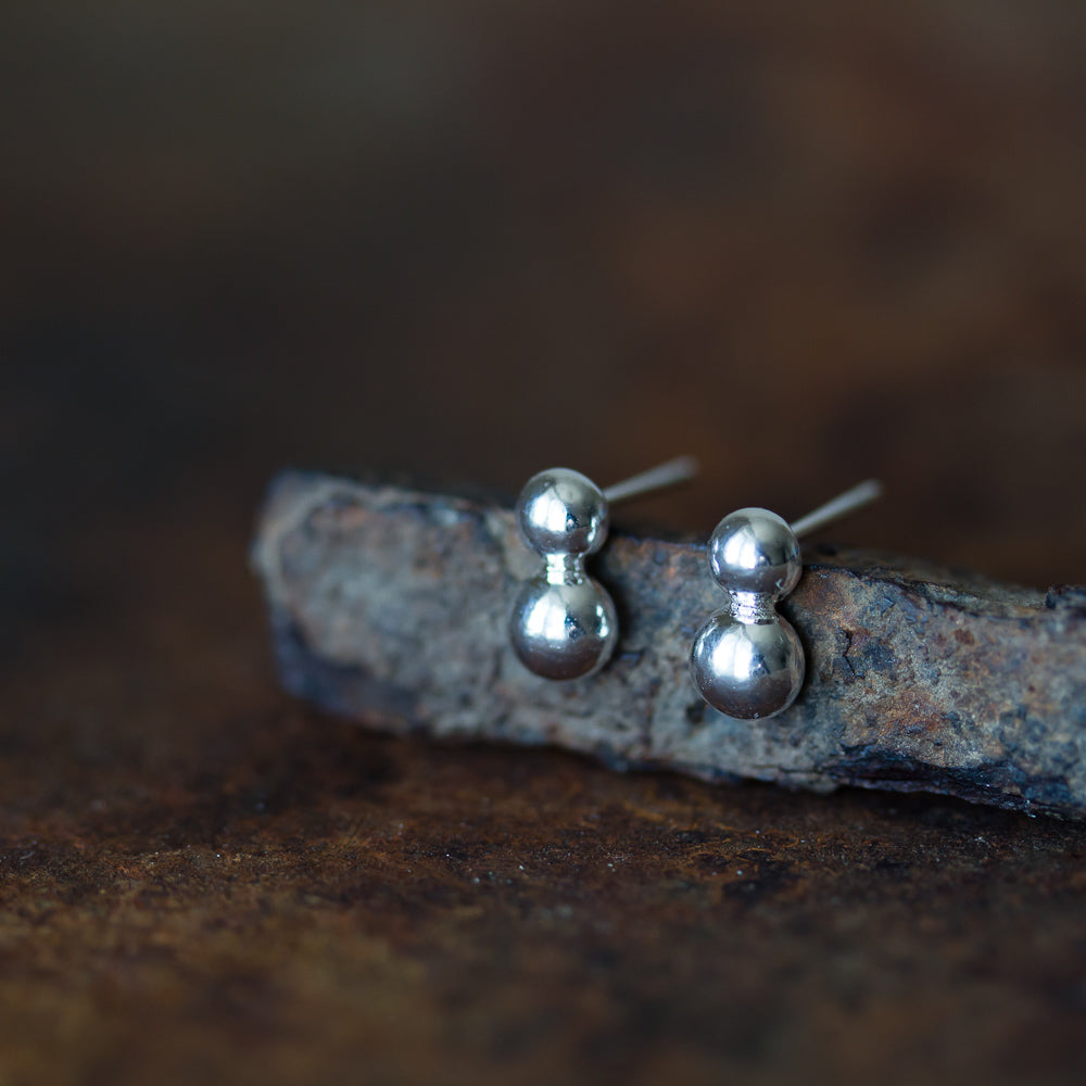 Elegant Double Dot Stud Earrings, Sterling Silver - jewelry by CookOnStrike