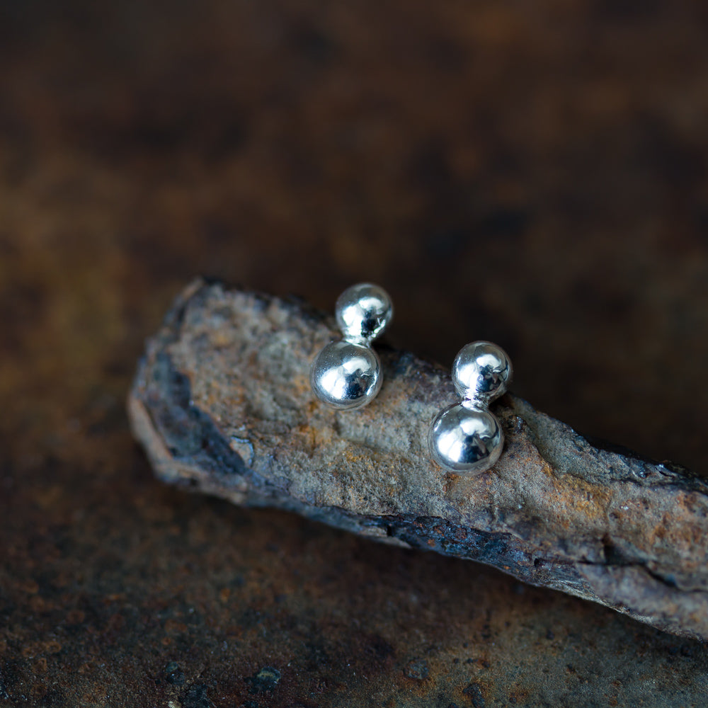 Elegant Double Dot Stud Earrings, Sterling Silver - jewelry by CookOnStrike