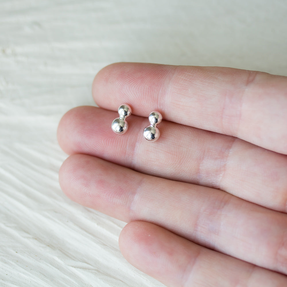 Elegant Double Dot Stud Earrings, Sterling Silver - jewelry by CookOnStrike