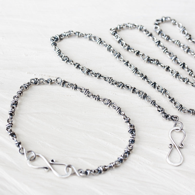 SET: Sterling Silver Chain Necklace and Bracelet - jewelry by CookOnStrike