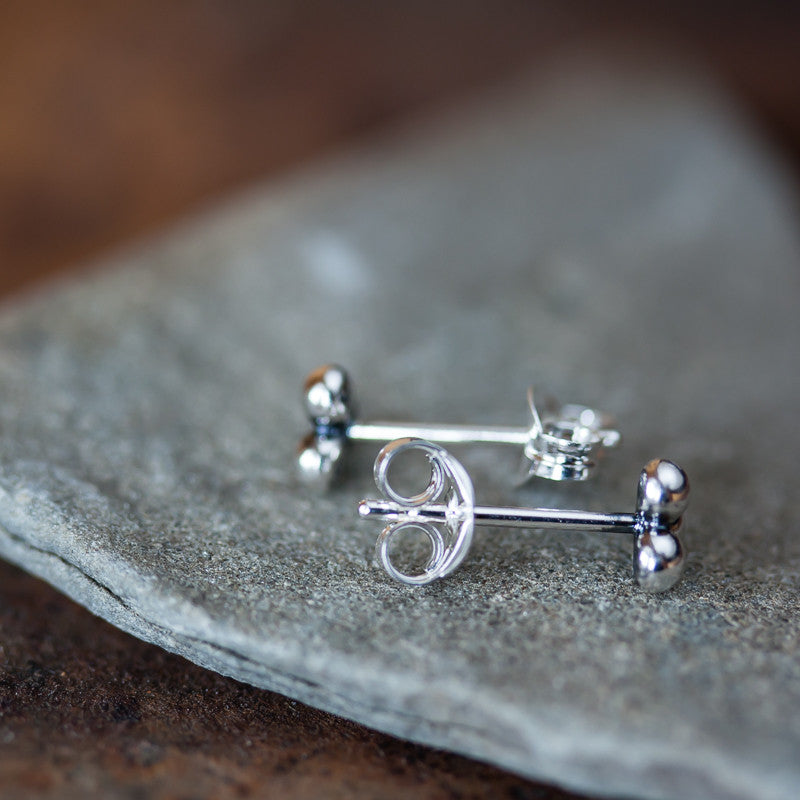 5mm Sterling Silver Triangle Stud Earrings, Three Balls - jewelry by CookOnStrike