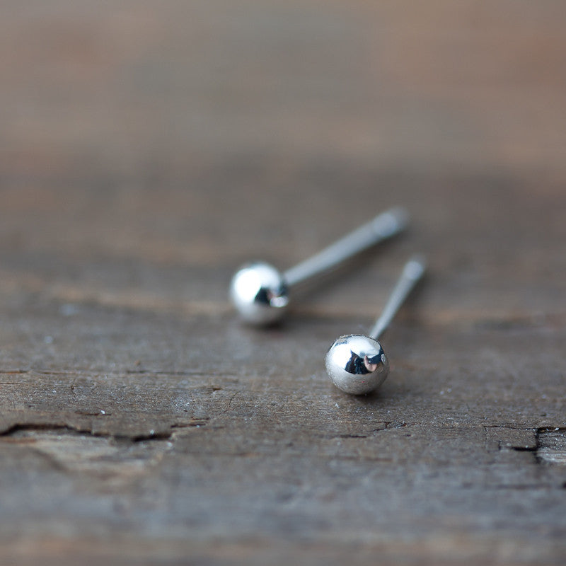 3mm Simple Silver Ball Stud Earrings - jewelry by CookOnStrike