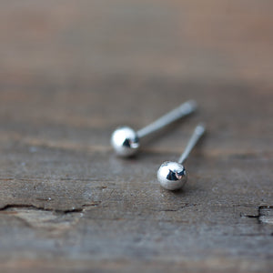 3mm Simple Silver Ball Stud Earrings - jewelry by CookOnStrike