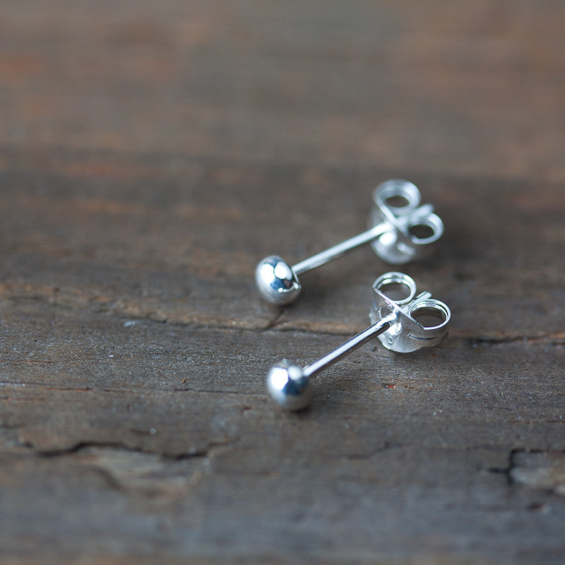 3mm Simple Silver Ball Stud Earrings - jewelry by CookOnStrike