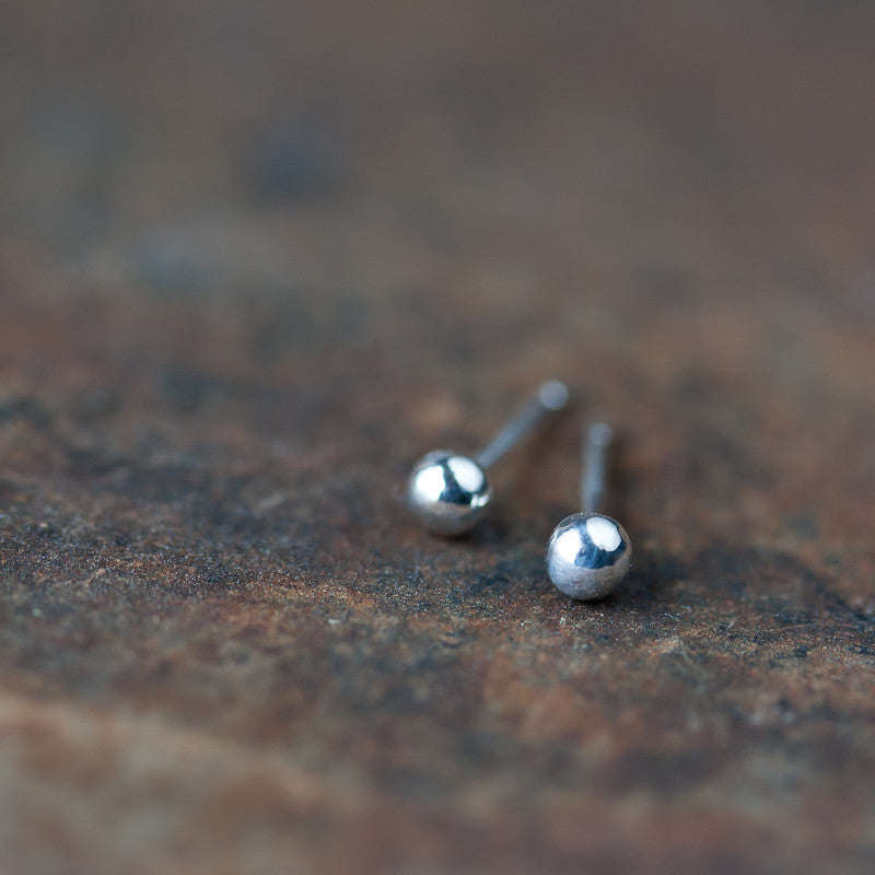 3mm Simple Silver Ball Stud Earrings - jewelry by CookOnStrike