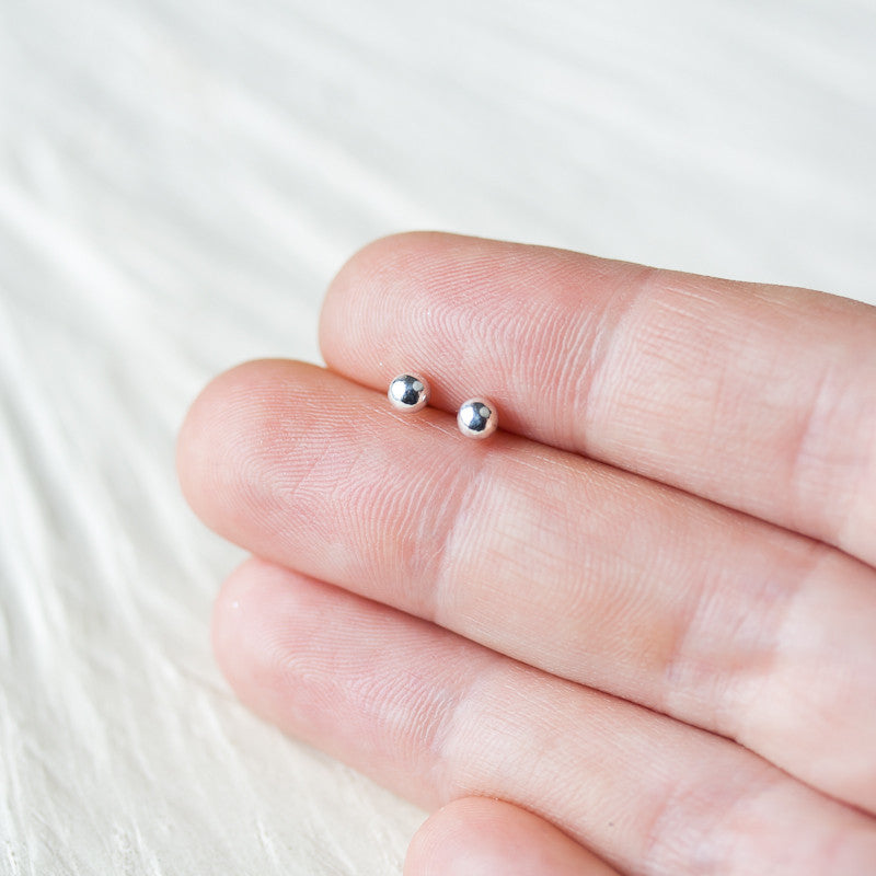 3mm Simple Silver Ball Stud Earrings - jewelry by CookOnStrike