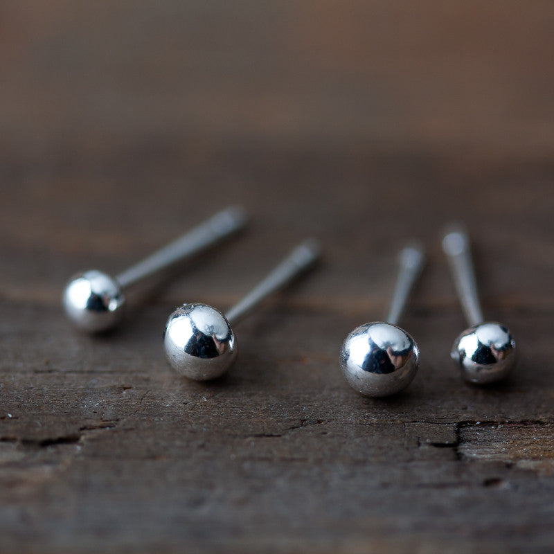 4mm and 3mm Simple Ball Stud Earring Set for Double Piercing - jewelry by CookOnStrike