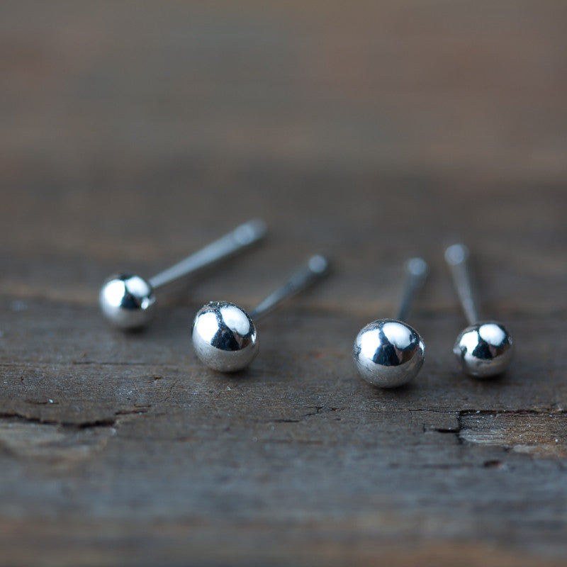 4mm and 3mm Simple Ball Stud Earring Set for Double Piercing - jewelry by CookOnStrike