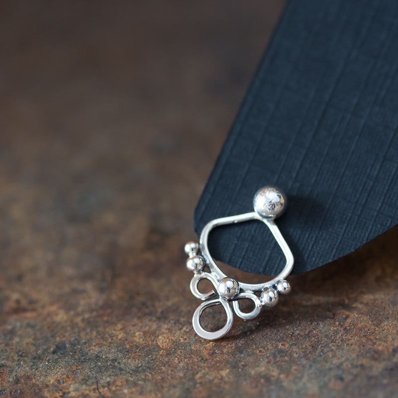 Handmade silver ear jacket earrings, mix and match front and back earring - jewelry by CookOnStrike