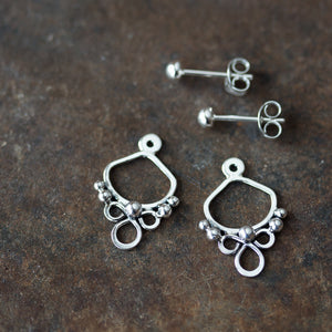 Handmade silver ear jacket earrings, mix and match front and back earring - jewelry by CookOnStrike