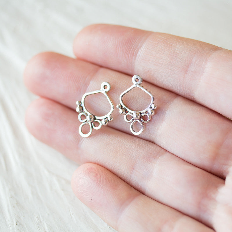 Handmade silver ear jacket earrings, mix and match front and back earring - jewelry by CookOnStrike