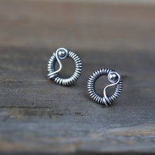 Load image into Gallery viewer, Unique Wire Wrapped Silver Circle Stud Earrings - jewelry by CookOnStrike