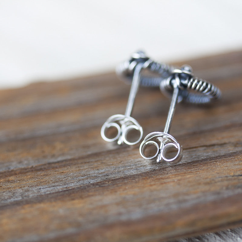 Unique Wire Wrapped Silver Circle Stud Earrings - jewelry by CookOnStrike