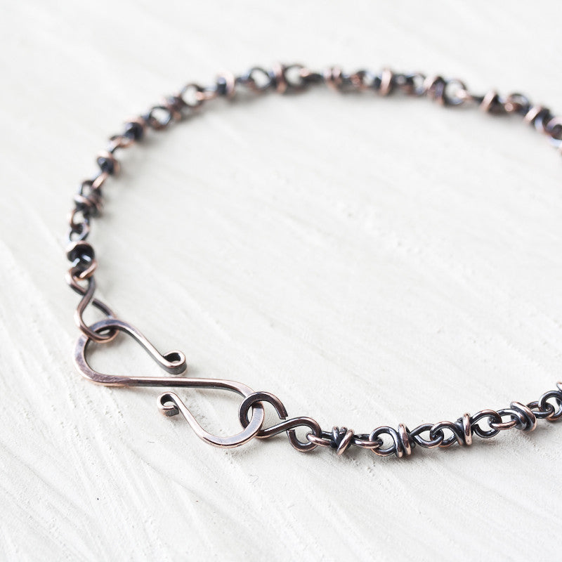 Dainty wire wrapped copper chain bracelet - jewelry by CookOnStrike