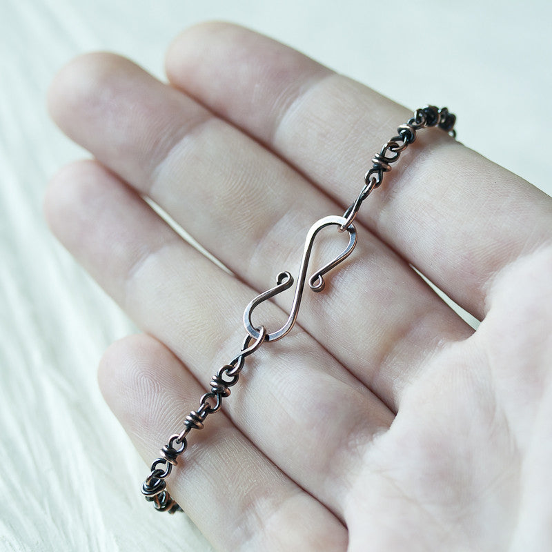 Dainty wire wrapped copper chain bracelet - jewelry by CookOnStrike