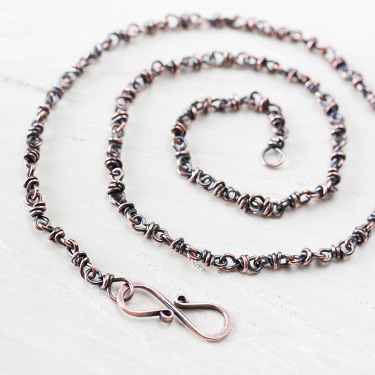 Unique Copper Chain Necklace, infinity clasp - jewelry by CookOnStrike