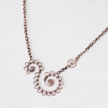 Load image into Gallery viewer, Double Spiral Copper Necklace, Wire wrapped Chain - jewelry by CookOnStrike
