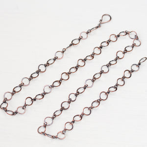 Handmade Wire Wrapped Hammered Copper Links Chain - jewelry by CookOnStrike