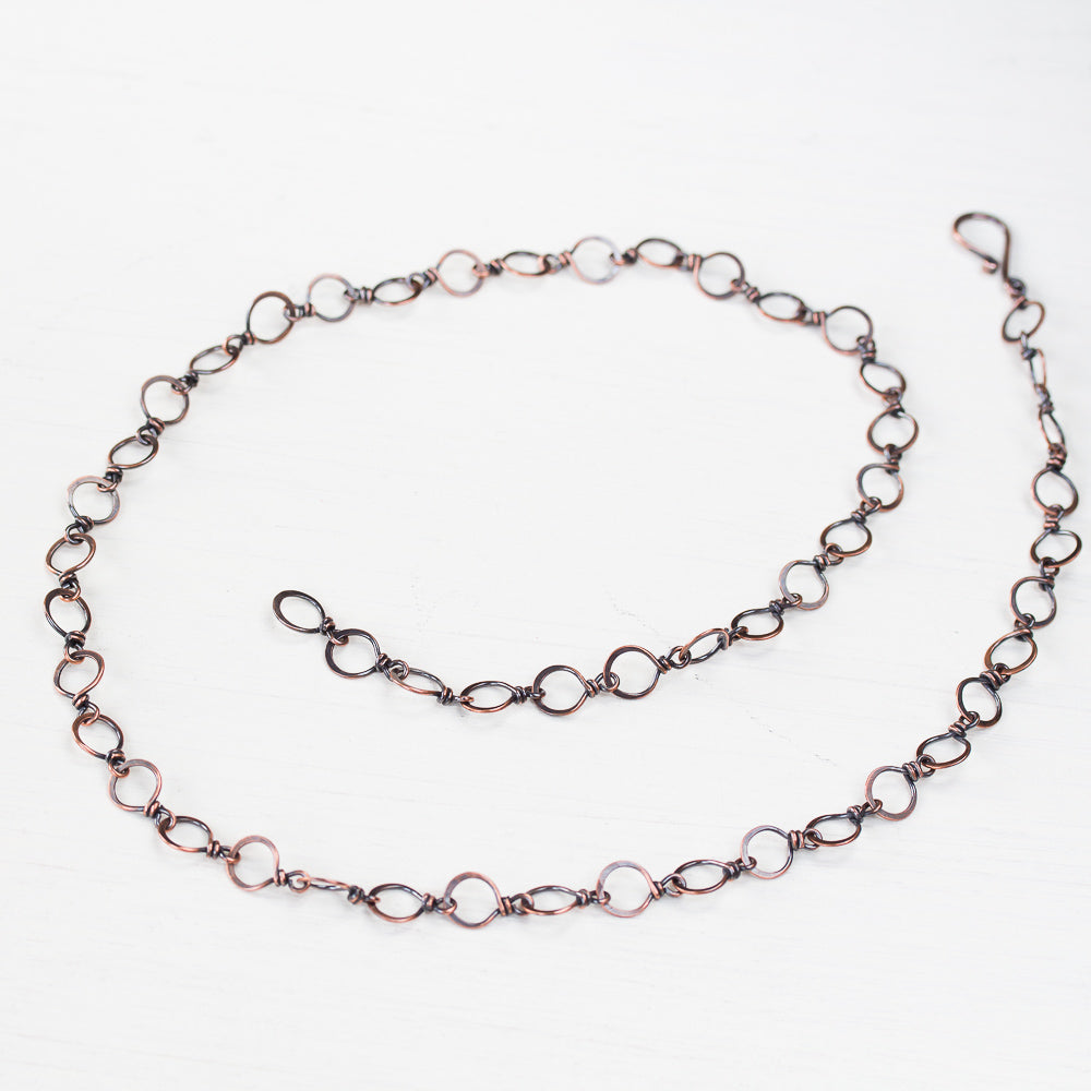 Handmade Wire Wrapped Hammered Copper Links Chain - jewelry by CookOnStrike